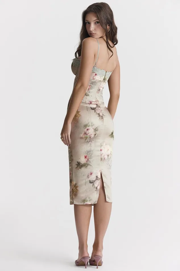 House Of CB VenusVintage Floral Midi Dress Vintage Women Bodycon Dresses