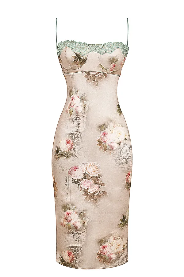 House Of CB VenusVintage Floral Midi Dress Vintage Women Bodycon Dresses