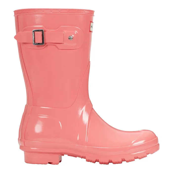 Hunter Boots Original Short Gloss Rain Boots Medium Pink Women Rain Boots