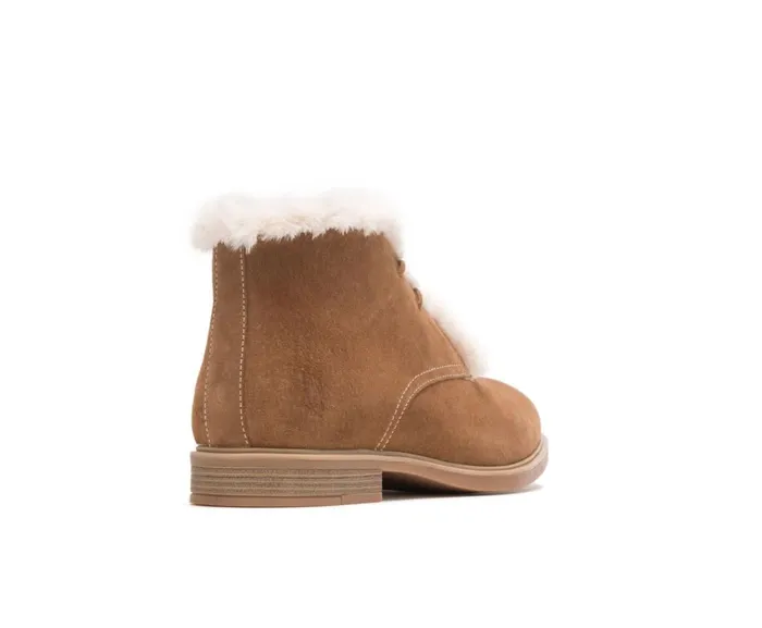 Hush Puppies Boots Women Bailey Fur Chukka Chestnut Suede