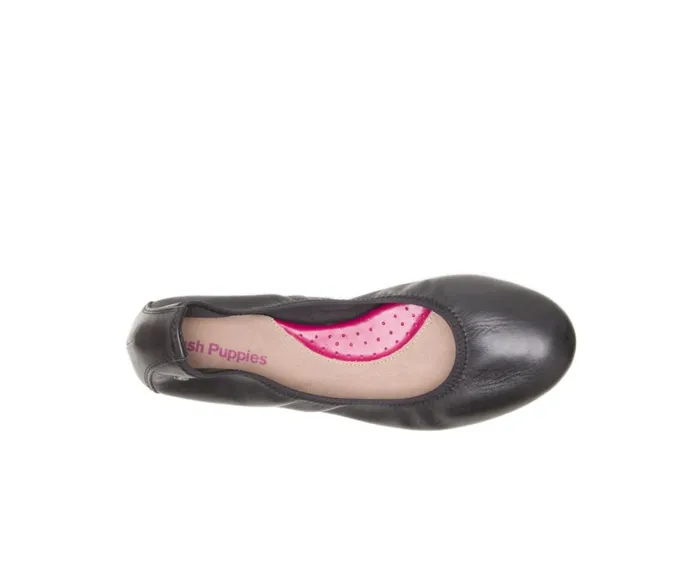 Hush Puppies Flats and SlipOns Women Chaste Ballet Black Leather Hush Puppies Flats and SlipOns Women Chaste Ballet Black Leather