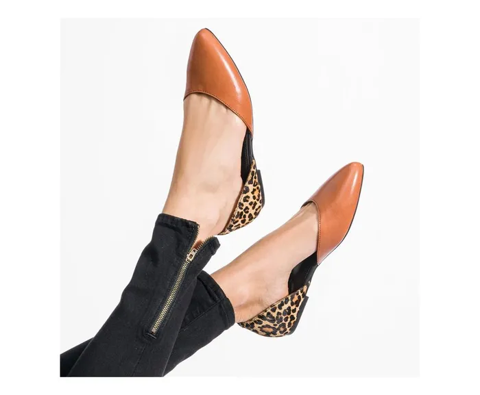 Hush Puppies Flats and SlipOns Women Sadie D039Orsay Tan Leathercheetah