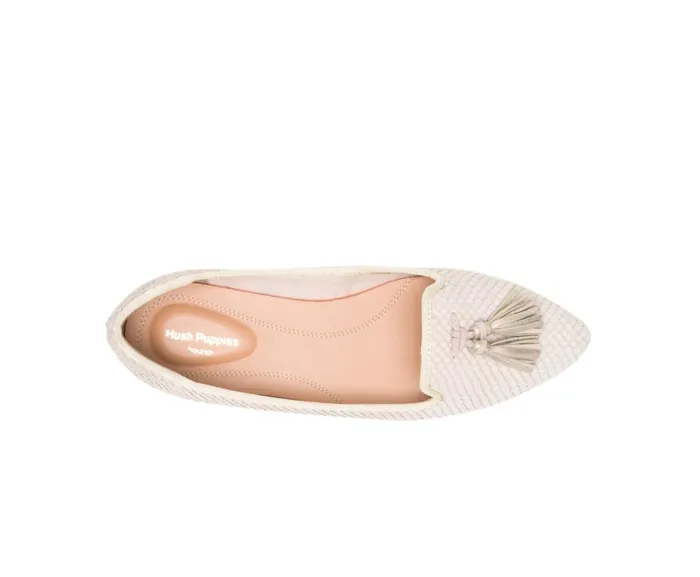 Hush Puppies Flats and SlipOns Women Sadie Tassel SlipOn Eggnog Cobra Leather Hush Puppies Flats and SlipOns Women Sadie Tassel SlipOn Eggnog Cobra Leather