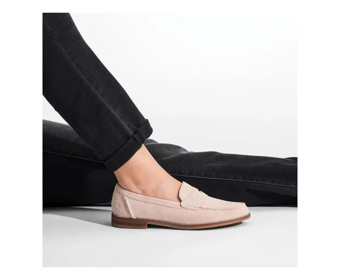 Hush Puppies Flats and SlipOns Women Wren Loafer Pale Pink Suede