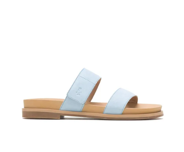 Hush Puppies Sandals Women Lilly 2 Band Slide Blue Dusk Nubuck