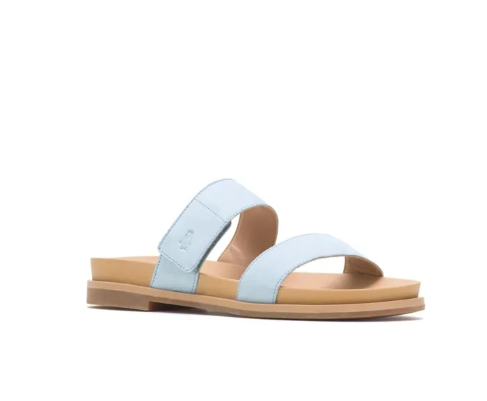 Hush Puppies Sandals Women Lilly 2 Band Slide Blue Dusk Nubuck