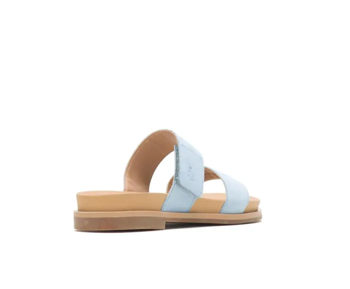 Hush Puppies Sandals Women Lilly 2 Band Slide Blue Dusk Nubuck