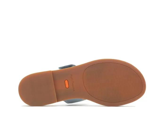 Hush Puppies Sandals Women Lilly 2 Band Slide Blue Dusk Nubuck