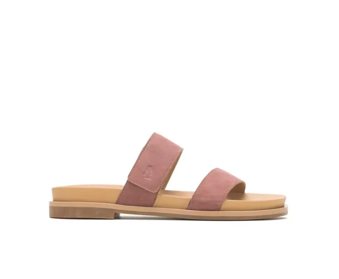Hush Puppies Sandals Women Lilly 2 Band Slide Cognac Nubuck