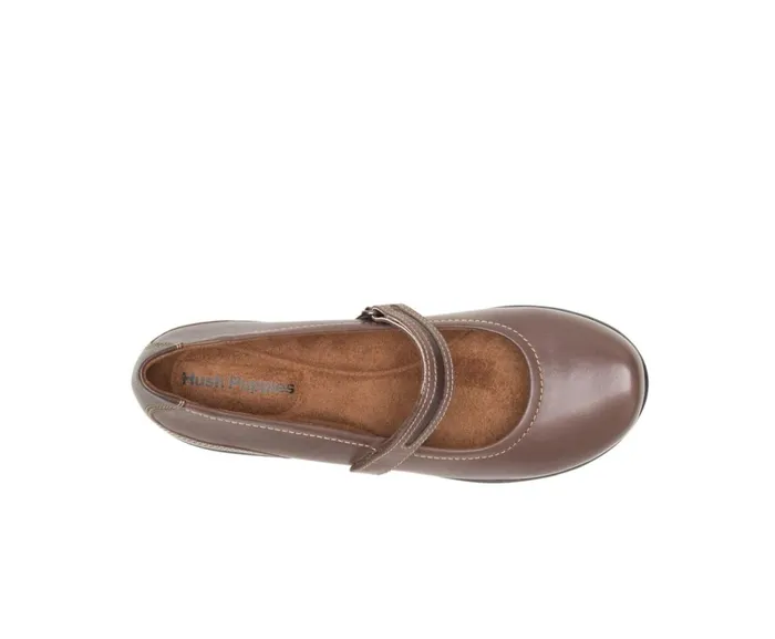 Hush Puppies Walking Shoes Women Epic Mary Jane Dark Brown Leather