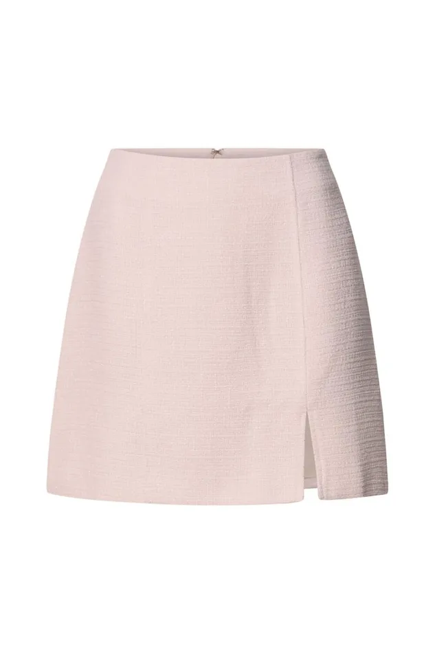 Iggy Mini Skirt 8211 High Waist Split Boucle Skirt In Pink Women Showpo Skirts