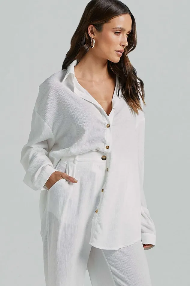 Isabeau Shirt 8211 Relaxed Oversized Shirt In White Women Showpo Tops