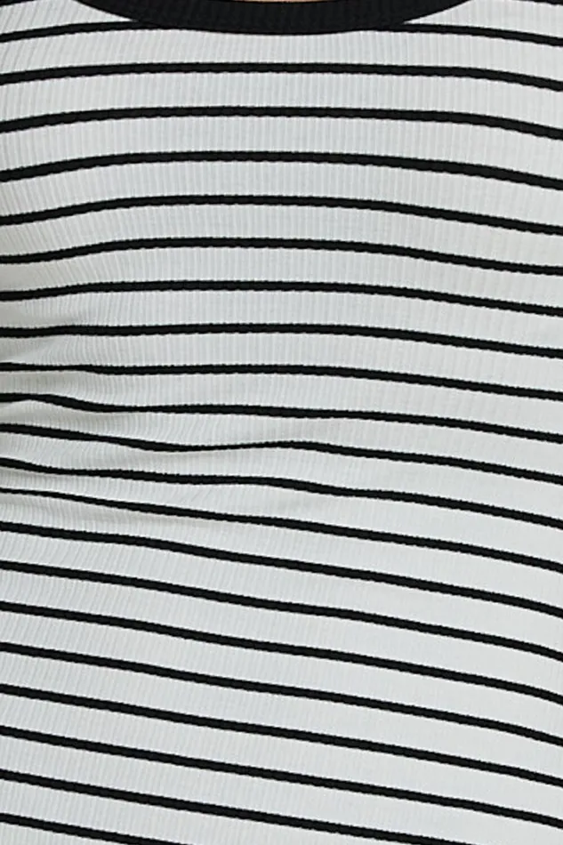 Isha Midi Dress 8211 Ribbed Scoop Neck Sleeveless Bodycon Dress In White And Black Stripe Women Showpo Basics