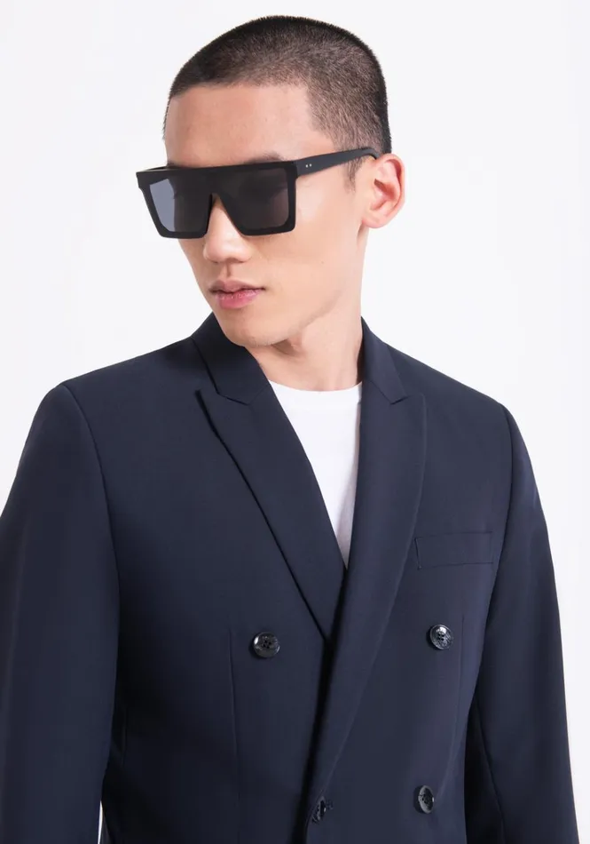Jackets And Gilet Men Antony Morato Slim Fit 034Kate034 Jacket In Viscose Blend Fabric With DoubleBreasted Details Blue Ink