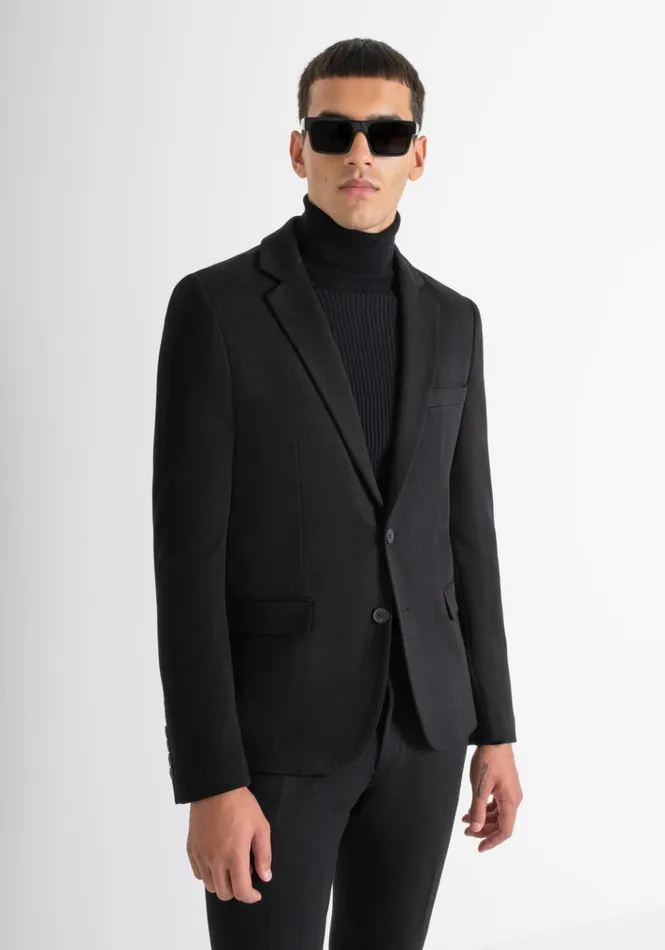 Jackets And Gilet Men Antony Morato Super Slim Fit Black 034Ashe034 Jacket In Viscose Blend Black