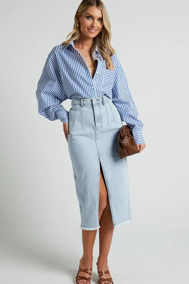 Jaycey Shirt 8211 Long Sleeve Pocket Detail Shirt In Navy Stripe Women Showpo Modest Clothing Jaycey Shirt 8211 Long Sleeve Pocket Detail Shirt In Navy Stripe Women Showpo Modest Clothing