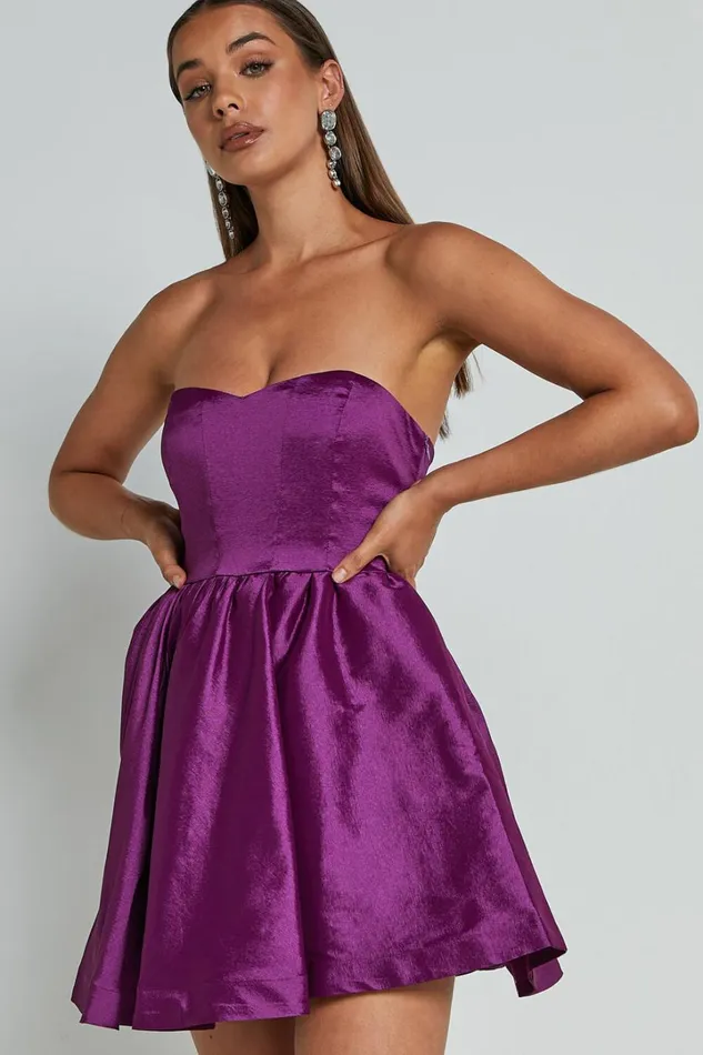 Jayde Mini Dress 8211 Strapless Sweetheart Fit And Flare Dress In Orchid Women Showpo Dresses