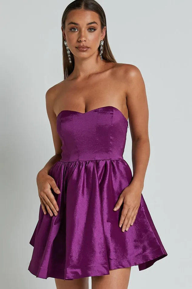 Jayde Mini Dress 8211 Strapless Sweetheart Fit And Flare Dress In Orchid Women Showpo Dresses