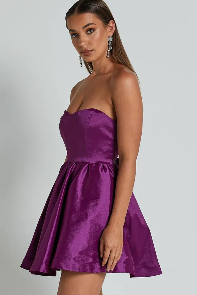 Jayde Mini Dress 8211 Strapless Sweetheart Fit And Flare Dress In Orchid Women Showpo Dresses