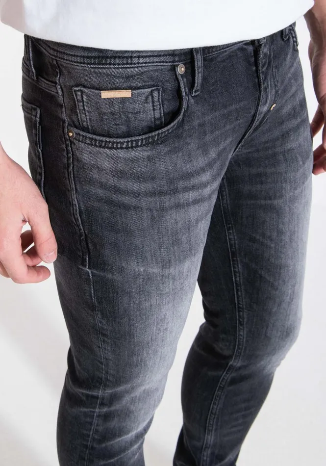 Jeans Men Antony Morato Ozzy Tapered Jeans In Gold Line Vintage Stretch Denim Black