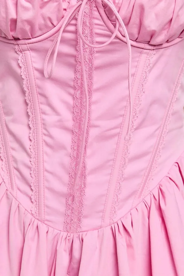 Jenna Mini Dress 8211 Corset Lace Trim Flared Dress In Musk Pink Women Showpo Dresses
