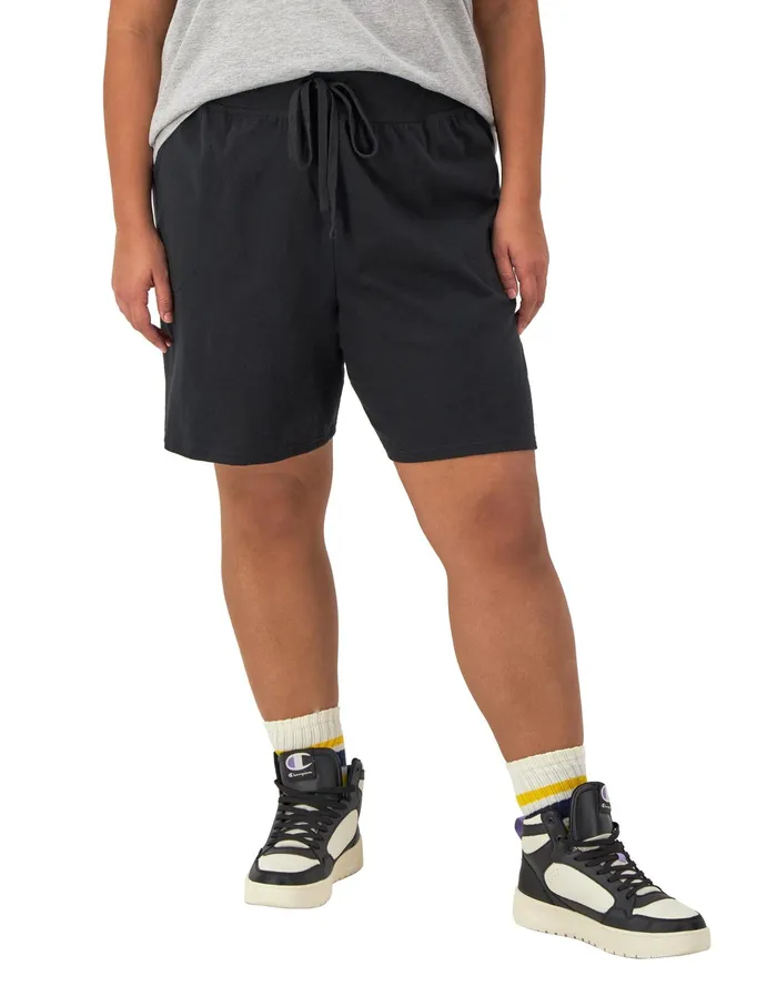 Jersey Shorts C Logo 75034 Plus Size Black Women Champion Shorts