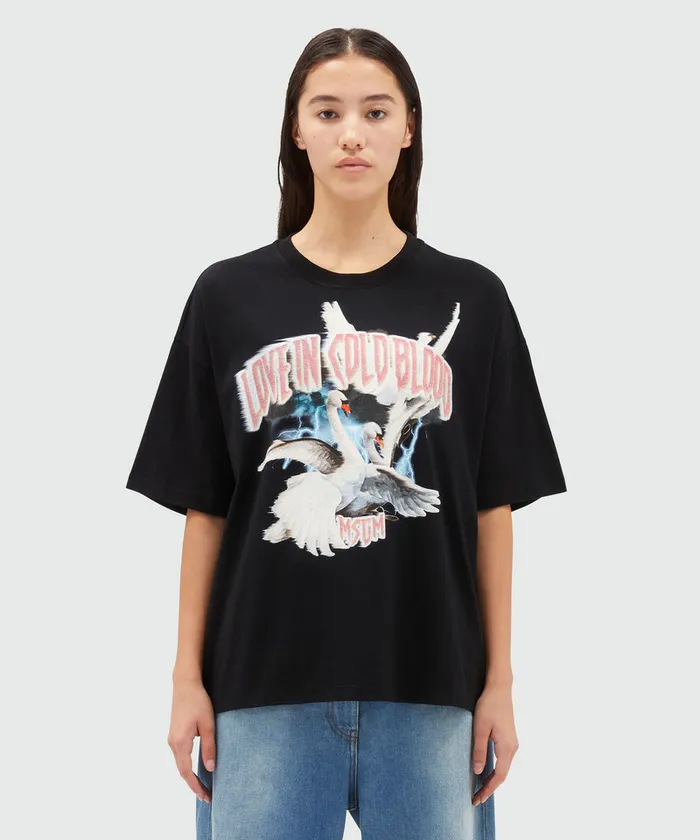 Jersey TShirt With Graphic Print Women MSGM Tshirts