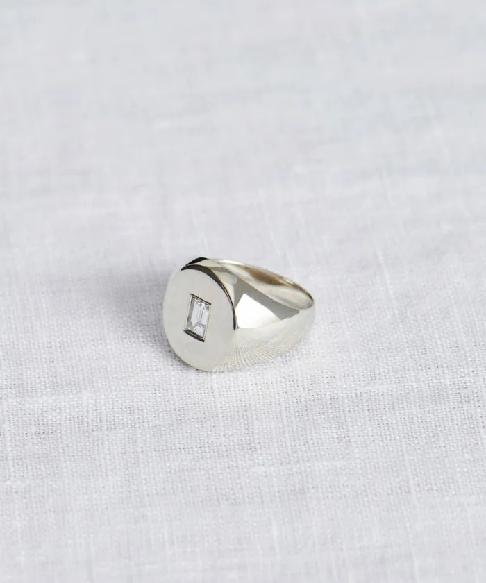 Jewelry Women Jenni Kayne Gemma Baguette Signet Ring White Gold