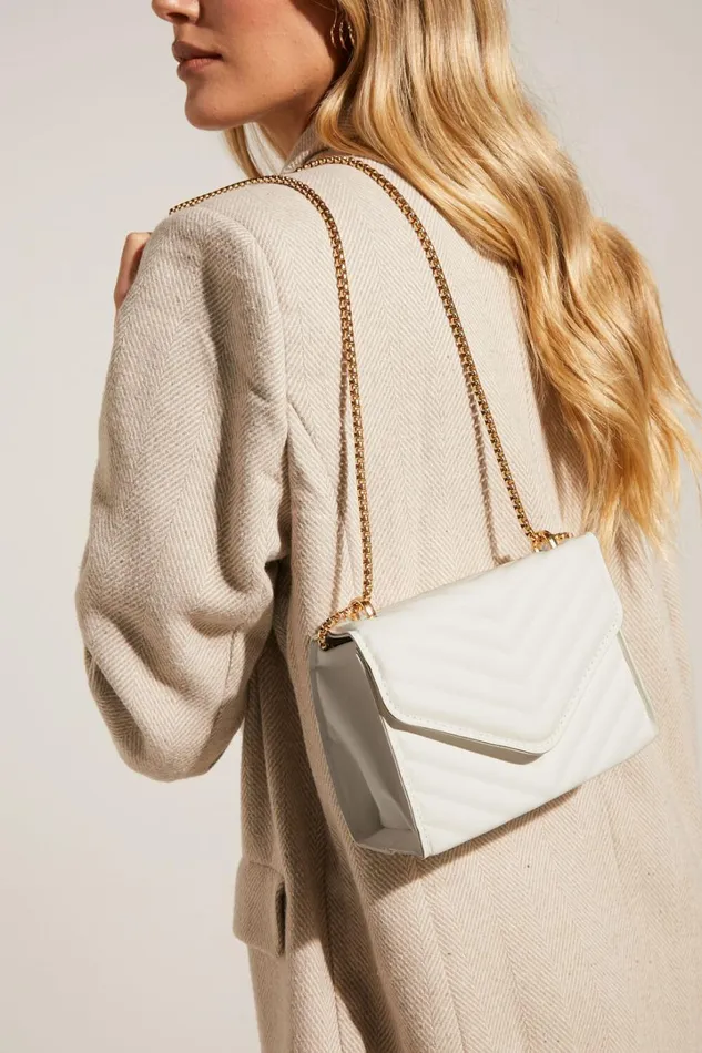 Kalinda Bag 8211 Double Box Chain Shoulder Bag In White Women Showpo Bags