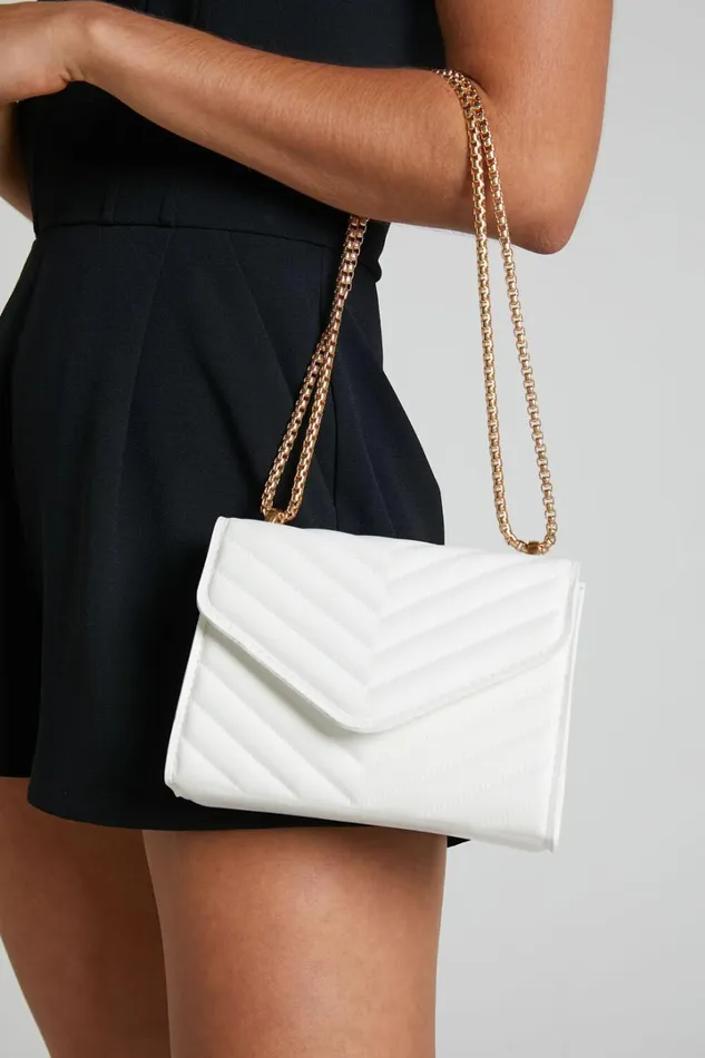 Kalinda Bag 8211 Double Box Chain Shoulder Bag In White Women Showpo Bags