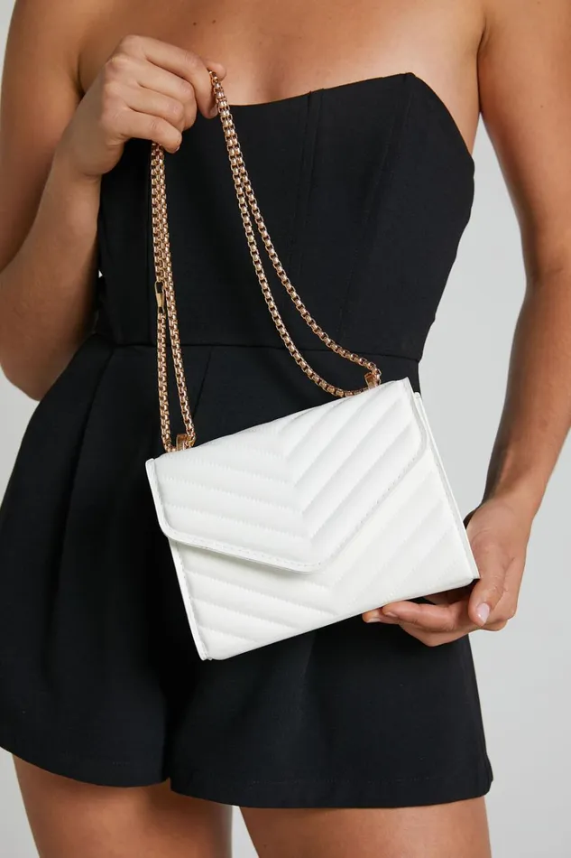 Kalinda Bag 8211 Double Box Chain Shoulder Bag In White Women Showpo Bags