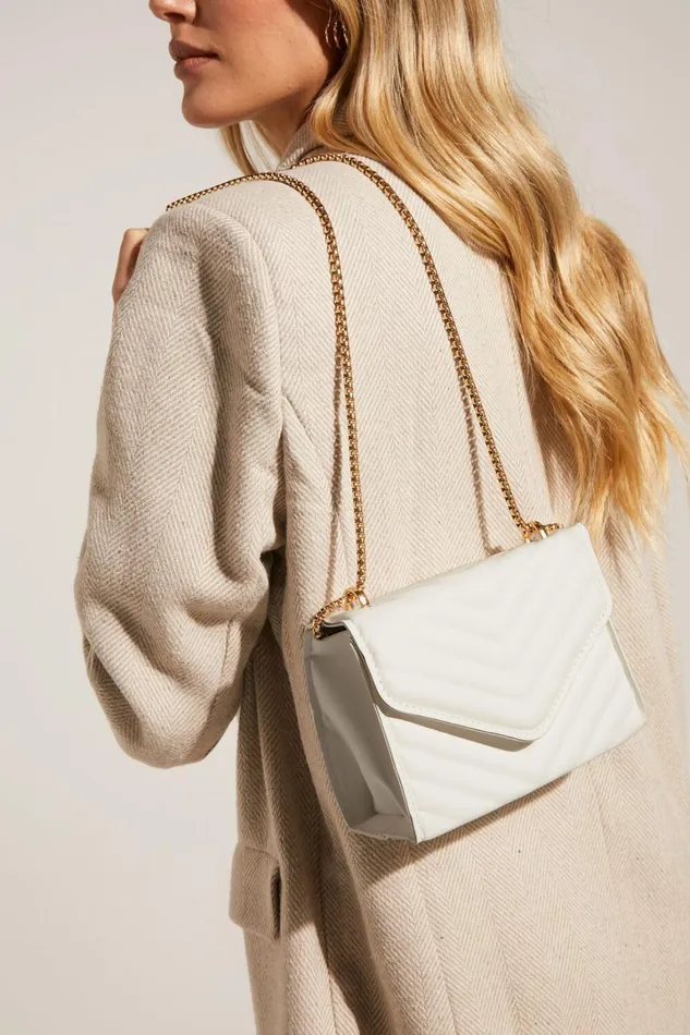 Kalinda Bag 8211 Double Box Chain Shoulder Bag In White Women Showpo Bags