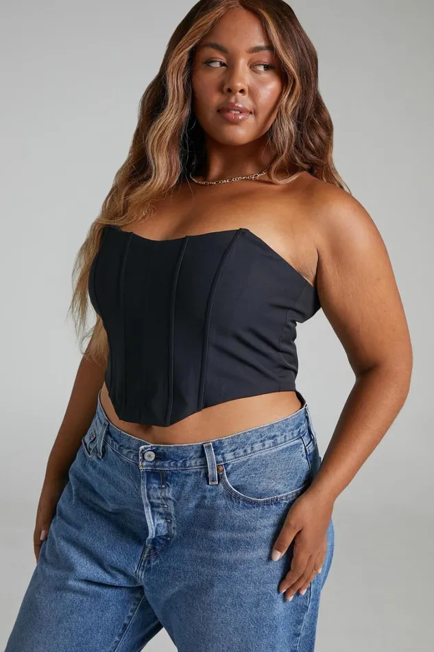 Katirina Top 8211 Strapless Corset Bustier Top In Black Women Showpo Curve Clothes