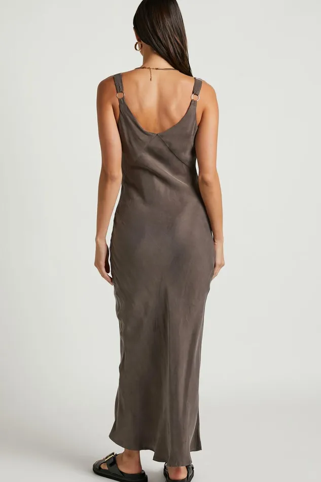 Kaya Midi Dress 8211 Cupro Slip Dress In Warm Grey Women Showpo Conscious