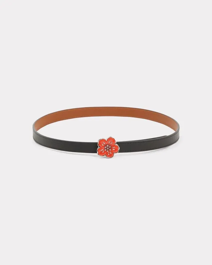 Kenzo Belts MenWomen Reversible 039Boke Flower039 Leather Belt Black
