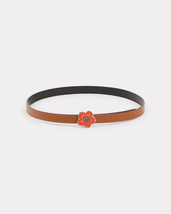 Kenzo Belts MenWomen Reversible 039Boke Flower039 Leather Belt Black