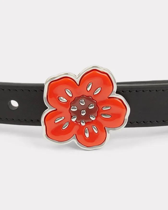 Kenzo Belts MenWomen Reversible 039Boke Flower039 Leather Belt Black