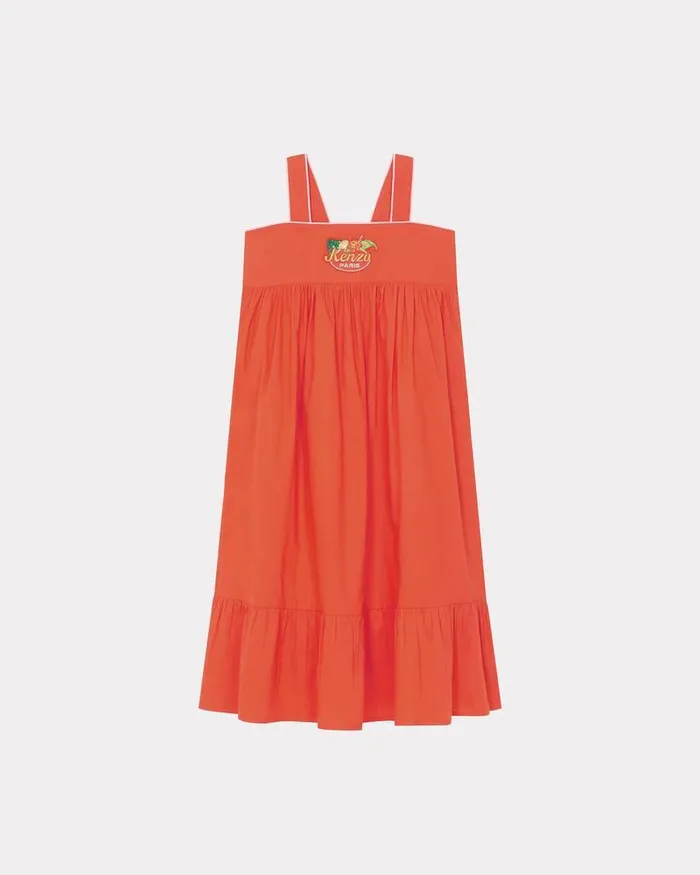 Kenzo Dresses And Skirts Kids Strapless Poplin Dress Vermillion