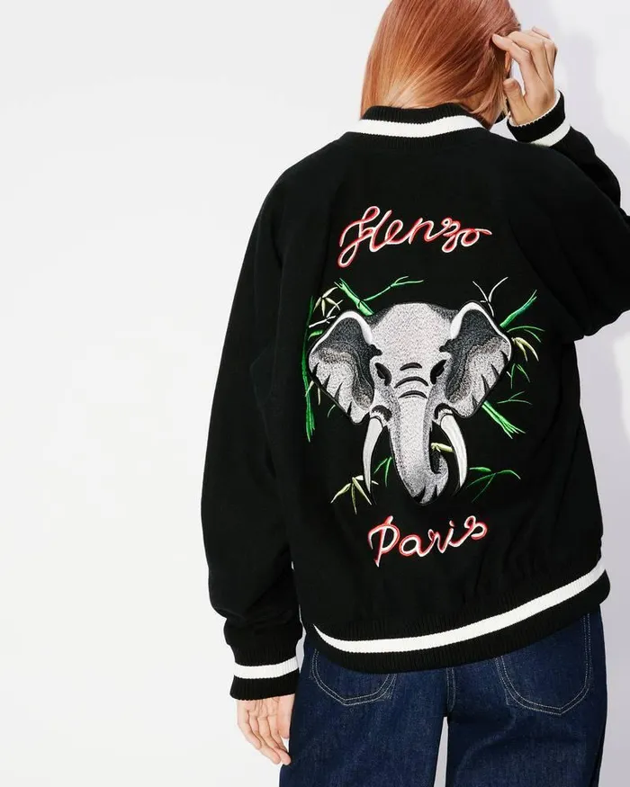 Kenzo Jackets And Coats MenWomen Elephant039 Reversible Embroidered Genderless Jacket Black