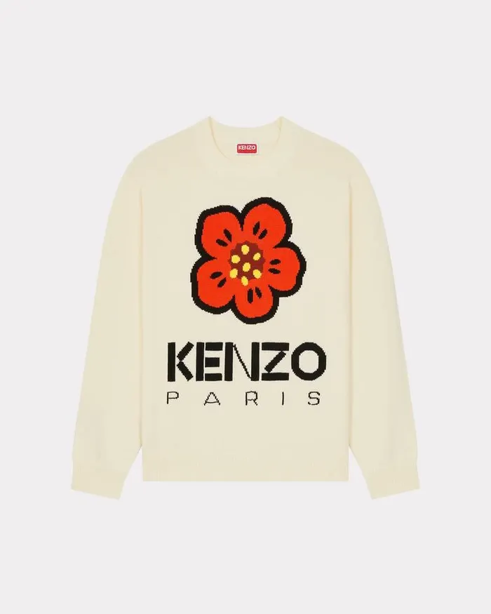 Kenzo Knitwear Men Boke Flower039 Jumper Off White