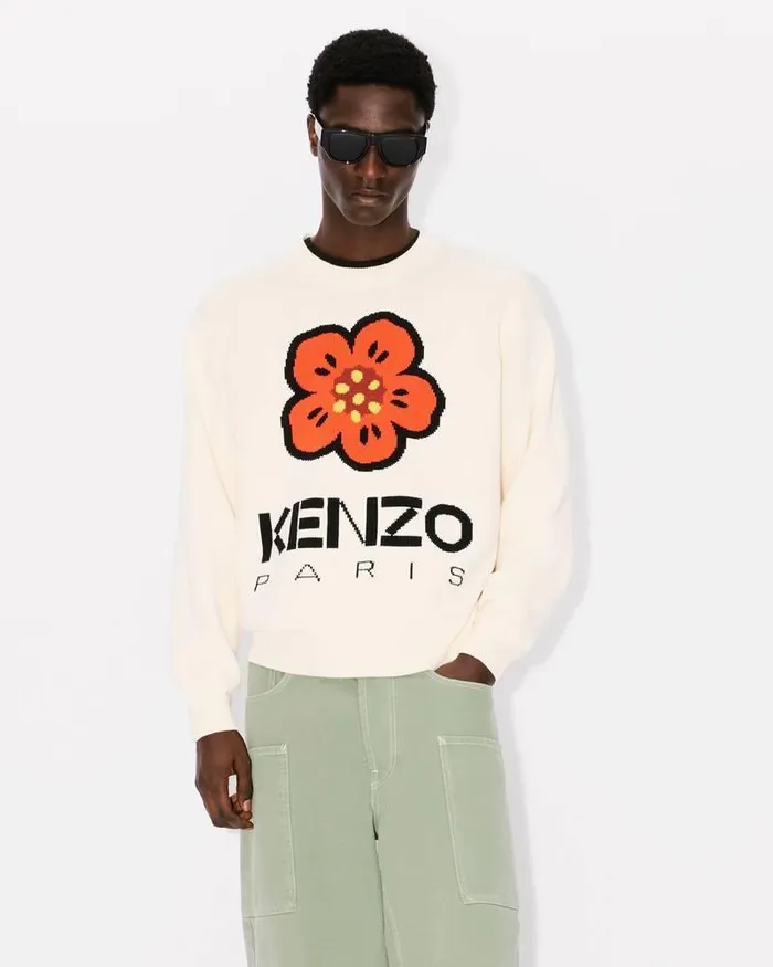 Kenzo Knitwear Men Boke Flower039 Jumper Off White