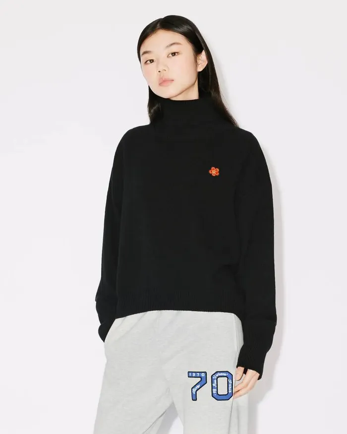 Kenzo Knitwear Women 039Boke Flower039 Embroidered Wool Jumper Black