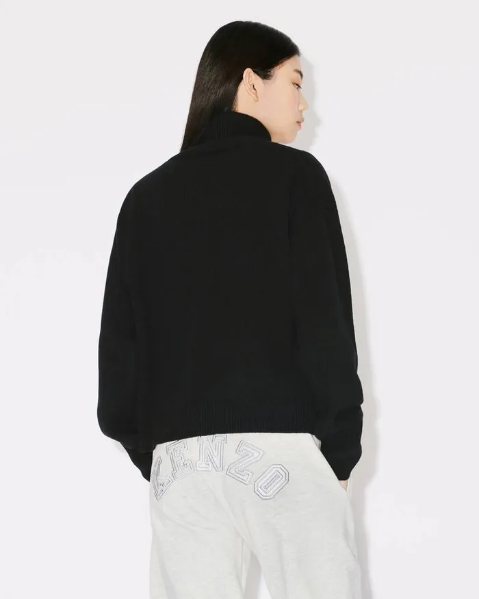 Kenzo Knitwear Women 039Boke Flower039 Embroidered Wool Jumper Black