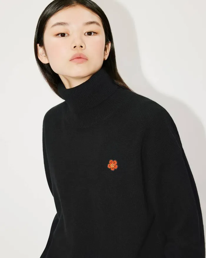 Kenzo Knitwear Women 039Boke Flower039 Embroidered Wool Jumper Black