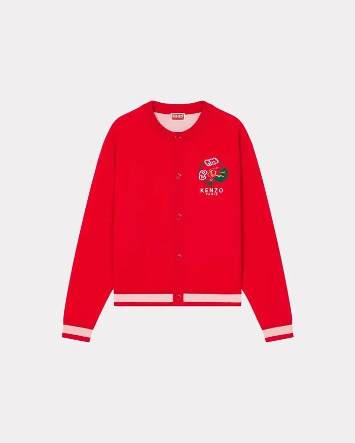 Kenzo Knitwear Women 039Year Of The Dragon039 Embroidered Cardigan Cherry