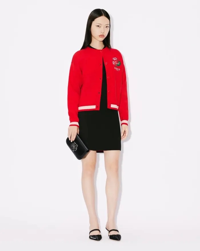 Kenzo Knitwear Women 039Year Of The Dragon039 Embroidered Cardigan Cherry