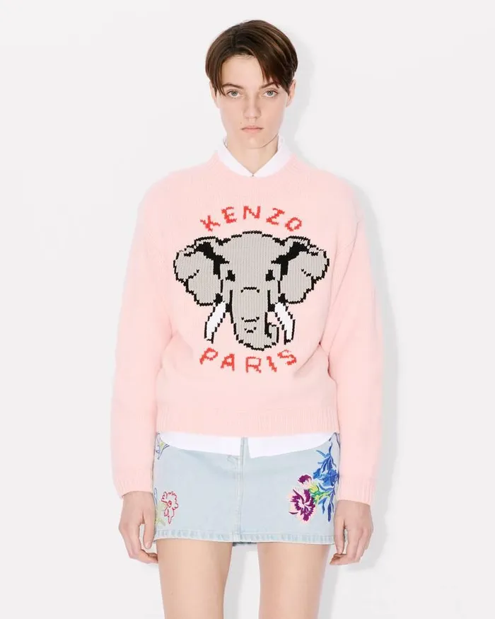 Kenzo Knitwear Women Elephant039 Wool Jumper Faded Pink