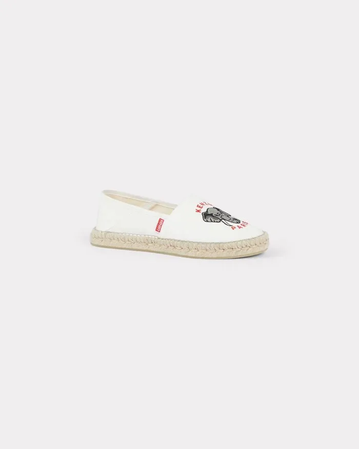 Kenzo Mules And Espadrilles Women Embroidered Canvas Espadrilles White