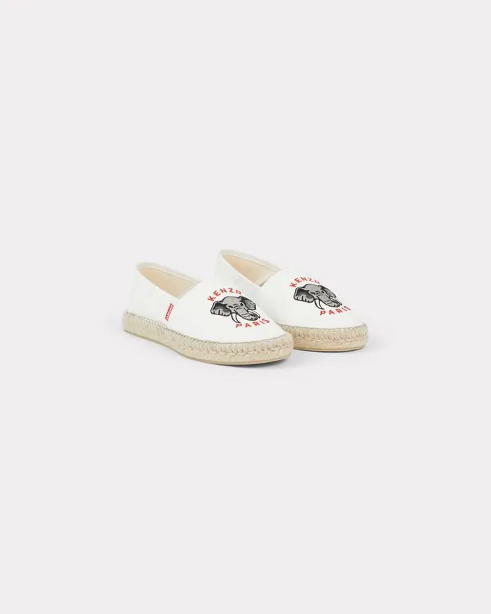 Kenzo Mules And Espadrilles Women Embroidered Canvas Espadrilles White