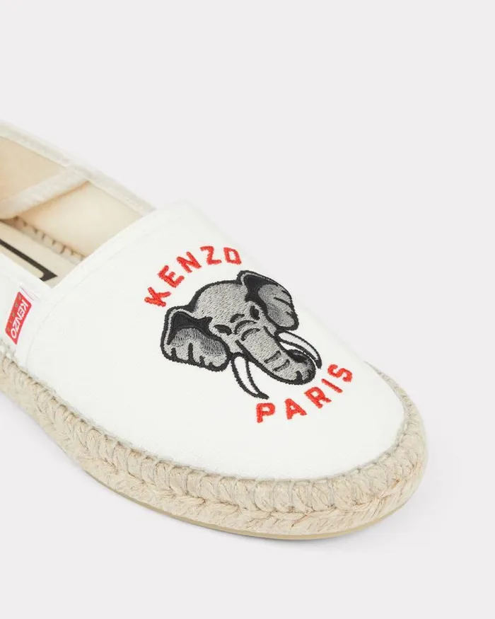 Kenzo Mules And Espadrilles Women Embroidered Canvas Espadrilles White